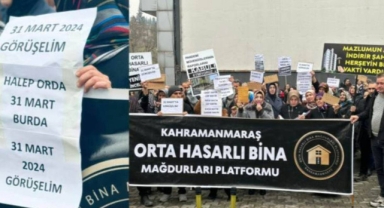 Depremzedeler AKP binasına sarı zarf bıraktı