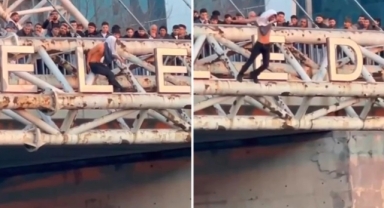 Herkesin gözü önünde kendini boşluğa bıraktı