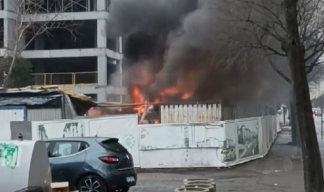 İşçi konteynerlerinde yangın çıktı