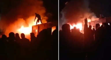 Depremzedelerin yaşadığı konteyner kentte yangın