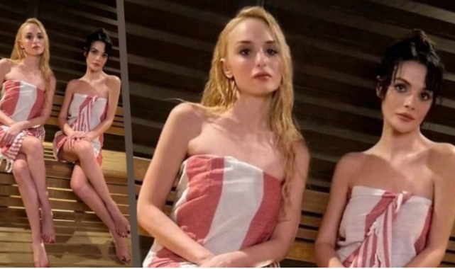 İki güzel oyuncu saunaya girdi