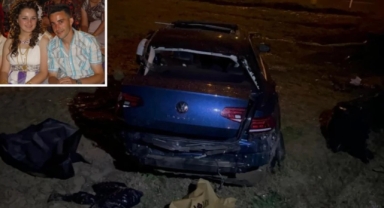 Sevgililer Günü yemeğinden dönen çiftler kaza yaptı