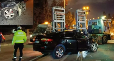 Sürücü otomobile sıkıştı