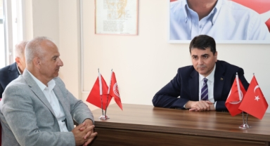 ÇİNE BELEDİYE BAŞKANI KIVRAK, DP GENEL BAŞKANI GÜLTEKİN UYSAL'LA GÖRÜŞTÜ