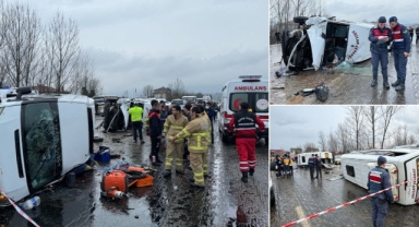 İşçileri taşıyan servisler birbirine girdi