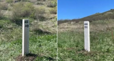 Azerbaycan-Ermenistan sınırına ilk sınır taşı yerleştirildi
