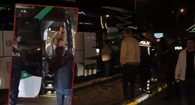  Kırık şişe ile yolcu otobüsünü rehin aldı