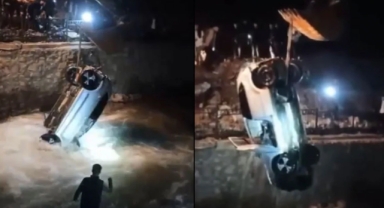 Otomobil dereye uçtu