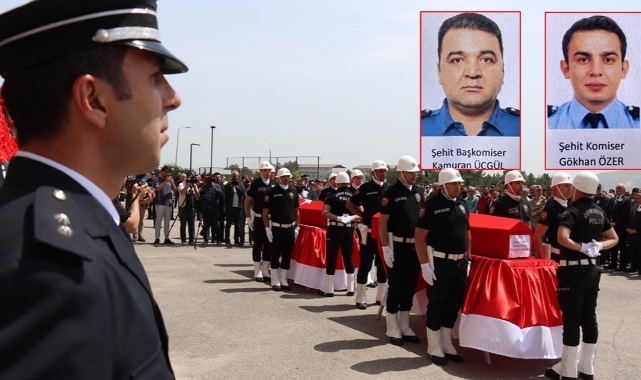 Polisin şehit ettiği komiserlere veda