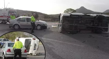 'U' dönüşü yapmak isteyen minibüse otomobil çarptı