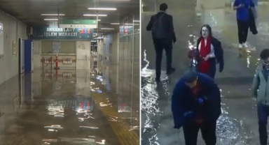 Ankara'da kuvvetli yağış sonrası metroyu su bastı