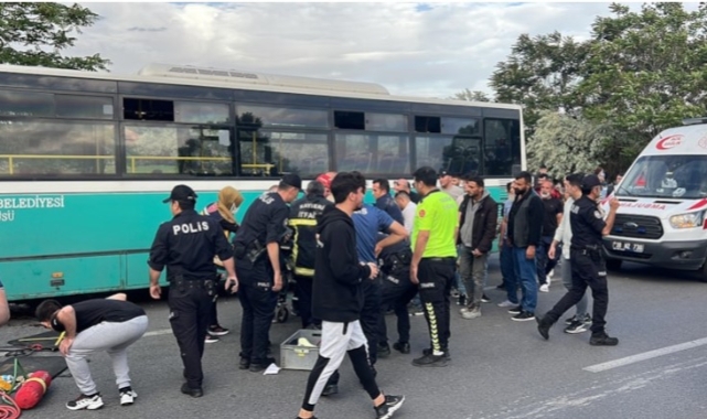 Anne ve oğlu otobüsün altında kaldı
