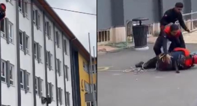 Deprem tatbikatında yere çakıldı