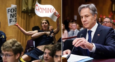 Eylemcilerden Blinken'a ABD Kongresi'nde protesto 