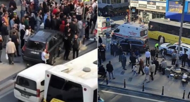 İstanbul'da cip yayaların arasına daldı