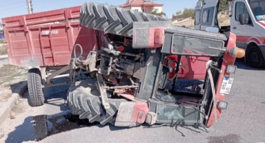 Nevşehir'de traktör devrildi