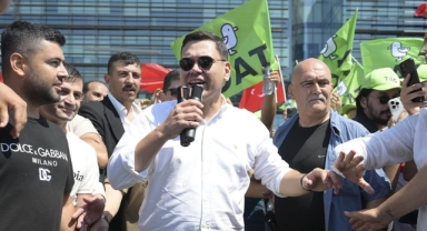 UKOME önünde 'miting' yaptı