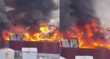 Park halindeki tırlar alev alev yandı