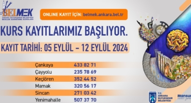 Ankara Büyükşehir Belediyesi BELMEK Kursları İçin Kayıtlar Başladı