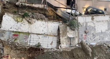 Temel kazma çalışmasında istinat duvarı çöktü