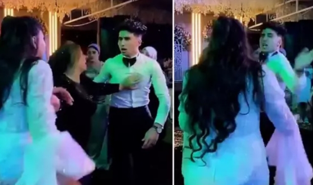Aamat gelini herkesin gözü önünde tekme tokat dövdü
