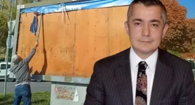 Kayyum Can Aksoy ilçedeki billboardları tek tek değiştirdi