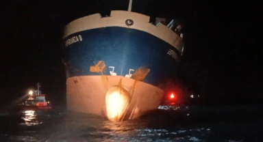 Mersin'de kuru yük gemisi yan yattı