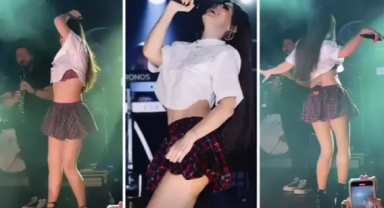 Simge Sağın kolej kıyafetiyle İzmir'i salladı