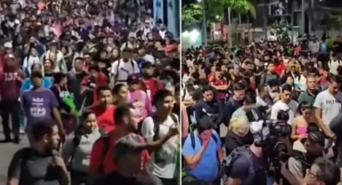 Binlerce göçmen sınıra doğru yürüyüşe geçti