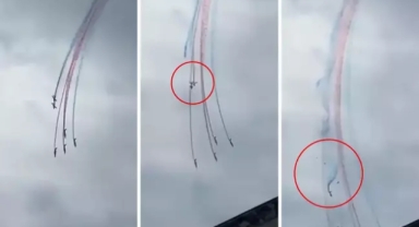 Fransa'da iki gösteri uçağı havada böyle çarpıştı