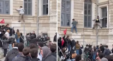 Öğrenciler eylem için camlardan çıktı