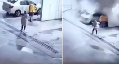 Baba ve 2 çocuğunun öldüğü facia kamerada 