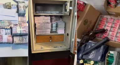 Paralar silah ve binlerce fişek ele geçirildi 