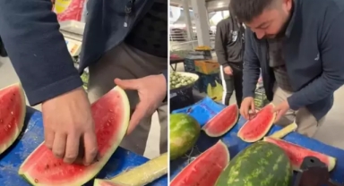 Pazarcının karpuz hilesi böyle kayda alındı
