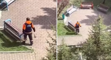 Yaptığı rezilliği kayda aldı