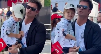 Kıvanç Tatlıtuğ oğluyla 19 mayıs etkinliğinde 