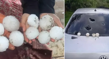 Şanlıurfa'da kar topu büyüklüğünde dolu yağdı