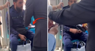 Yaptığı rezilliği diğer yolcular fark etti