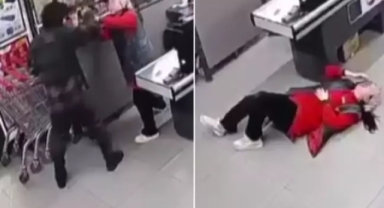 Zincir markette çalışan kasiyeri böyle darbetti