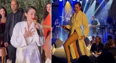 Alya sahneye bornozla çıktı