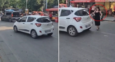 Aracını yol ortasına park edip gitti
