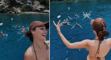 Hande Erçel arkadaşlarıyla mavi turda