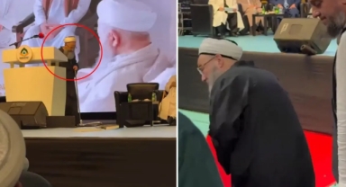 Katılımcılar arasında onu görünce sahneden indi