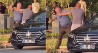 Polis ile iş insanı trafikte yumruk yumruğa kavga etti