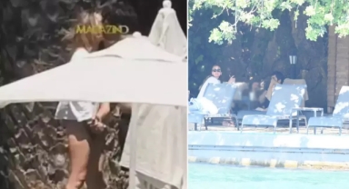 Bodrum'da gizemli aşkıyla dudak dudağa yakalandı