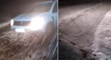 Şehir gece yarısı karla kaplandı