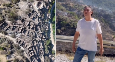 Yangın bölgesine gitti 