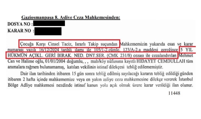 Çocuğa tacizden yargılanan sanık kayıplara karıştı: Kararı Resmî Gazete’den öğrendi