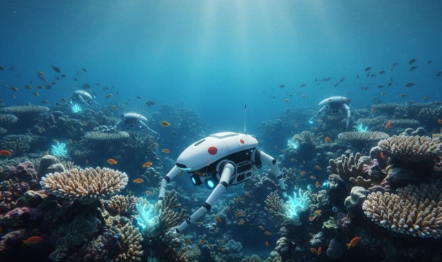 Japonya’dan okyanuslara hayat: Mercan resiflerini otomatik diken su altı robotları suya indirildi