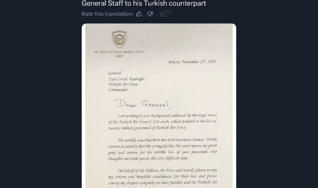 Yunanistan Hava Kuvvetleri'nden Geri Adım: Hakaret İçeren Paylaşım Kaldırıldı, Başsağlığı Mektubu Yayınlandı